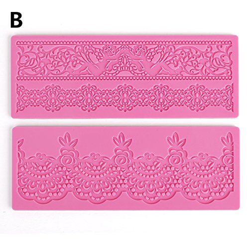 SunJas 6tlg Hochzeit Tortenrand Ausstecher Ausstechform für Torten Fondant Kuchen Marzipan Backen Deko Stempel Set Kit - 3