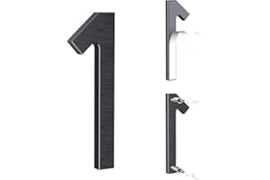 Yafimea numéro de maison exterieur noir 12,5 cm – En aluminium massif avec finition brossée, adhésif ou à visser, résistant aux intempéries, Pour porte, mur, clôture, portail (1)