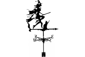 Wedhapy Support De Toit pour Girouette 13,8X 21,7 Pouces Girouettes en Métal Sorcière Et Chat Girouettes Support De Toit Indicateur De Direction du Vent Rétro pour Jardin De Cour