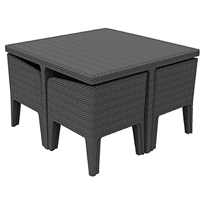Keter Salon de jardin Columbia résine injectée gris anthracite, 4 personnes