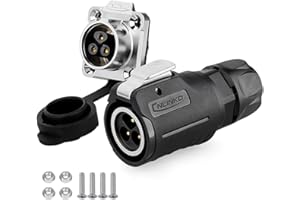 CNLINKO LP-16 Connettore impermeabile IP67 per cavi Connettore elettrici industria Connettore circolare Connettore anti-interferenza Connettore aeronautico M16 2-9 Poli Presa flangia (3 Poli)