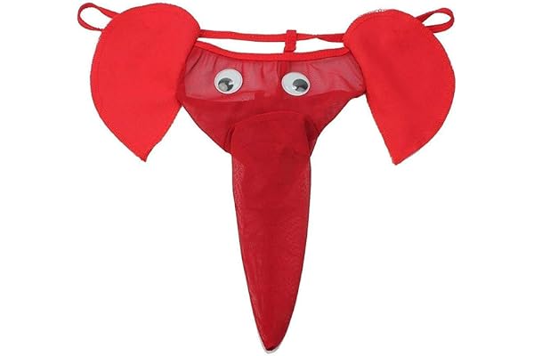 Bommi Fairy män elefant underkläder påse kalsonger lång U utbuktning påse sexig låg midja roliga underkläder trosor G-string älskare gåva, Röd, one size