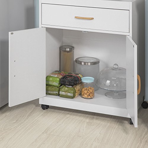 SoBuy® FSB12-W Mikrowellenschrank mit Rollen Küchenschrank Küchenwagen