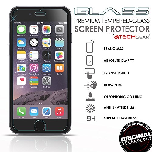 TECHGEARÂ® Apple iPhone 6s Plus, iPhone 6 Plus (5.5 Inch) GLASS Edition Genuine Tempered Glass Screen Protector Guard Cover [100% 3D Touch Compatible]