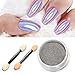 Produktbild Skitic Nagel Pigment Mirror Powder Hologramm Chrome Pulver Nail Glitzer Glänzend Spiegel Laser Nagelpuder Maniküre Chrom Pigmente Nagelkunst DIY Dekoration - Regenbogen Silber (1g geladen)