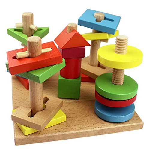 Preisvergleich Produktbild Kinder Holzspielzeug Fünf Spalte Anzug Bunte Bausteine