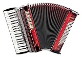 38 Diskanttasten, 4-chörig, 9+1 Register, 96 Bassknöpfe, 4-chörig, 4+1 Register
