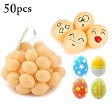 FunPa Oeuf De PâQues, 50Pcs Oeufs Faux Peinture Oeuf Plastique Aide Pondre Poule Bricolage Oeuf Factice Artificiel Oeuf pour Les Enfants