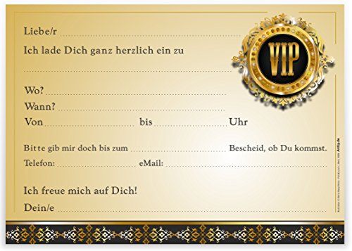 „VIP-EINLADUNGEN“ 12 Stück / edle Einladungskarten zur V.I.P. Party / Geburtstag Einweihung Hochzeit Kindergeburtstag Einladungen Ticket Vorlagen Karten Set edel fein modern außergewöhnlich - 2