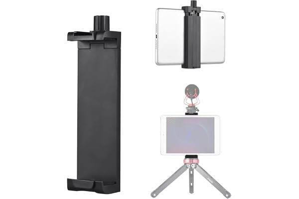 FKU 360° IPAD Tablet Mount Adapter for Tripod Camera Stand Clip Bracket with Adjustable Clamp for Smartphones & All Types of Tripods (Tablet IPAD Holder Clamp)
