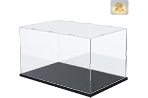 ELEPURE Vitrina Expositora para Colecciones para Lego 76428 21270 42173 75347 42205 10359 42161 42165, Expositor Cajas de Metacrilato Transparente Vitrinas Expositoras Acrílica, Interior Negra 30x20x20cm