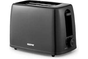 GEEPAS 2 Slice Toaster | 6 Browning Levels with Cancel Function | For Thin Small Bread Slice, Removable Crumb Tray Cool Touch Housing High Lift | Space-Saving Design | 1 Yr Warranty 650W Black