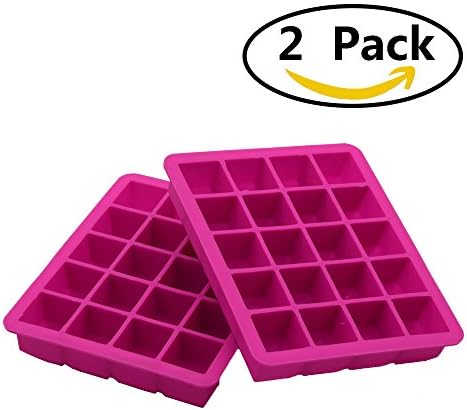 Silicone Ice Cube Tray, Zonyanl Square Soft Washable Ice Moulds Makes for Whisky Wine, Set of 2, 40 pieces, Pink
