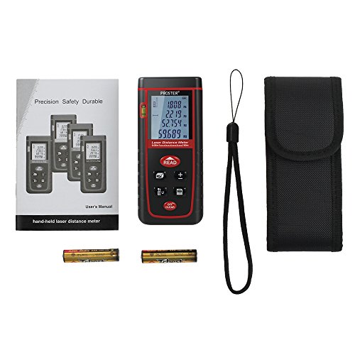 Proster Laser-Entfernungsmesser Entfernungsmessgerät Entfernungsmesser Distanzmesser Distanzmessgerät mit LCD Display und Wasserwaage Messbereich bis zu 60m - 2