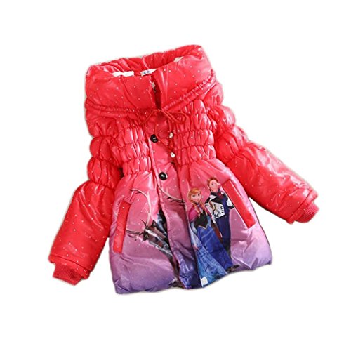 Kids Girls Frozen Elsa Anna Olaf Snowsuit Outwears Slim Lined Baby Coat Jacket (130 6-7 YEARS, red)