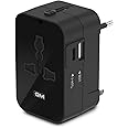 GM 3064 Universal Charger with 240V Power Output | International Travel Adaptor with Port Type C - 3.1Amp and Type A - 2.1Amp Output | LED Indicator | for 150+ Countries US,UK,EU,AUS,Etc - Black