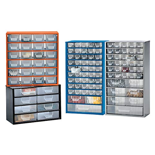 Schubladenmagazin - HxB 460 x 306 mm, 27 Schubladen - tiefschwarz - Klarsichtmagazin Kleinteilemagazin Lagersystem Magazin Schubladenmagazin