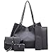 Produktbild Longzjhd Frauen Vier Stellen Sie ein Handtasche Damen Handtasche Mode PU Tasche 4pcs Schultertasche Umhängetasche Handtasche Geldbörse set Leder Tasche Bag Festplatte Bag