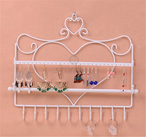 Metall Hänger Jewelry Display Vintage Organizer – Klasse Jewelry Kleiderbügel Haken Wandhalterung Aufhängen Ohrring Halter Halskette Schmuck Ständer Rack – Preis XES weiß - 2