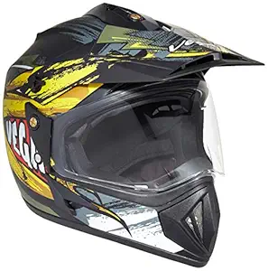 Vega Off Road D/V Fighter Dull Black Neon Yellow Helmet, M