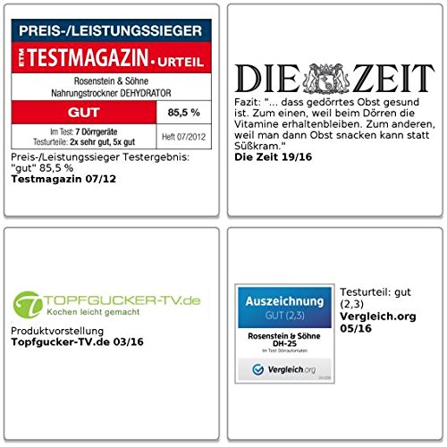 Rosenstein & Söhne Dörrautomat DH-25 mit 5 Dörr-Einsätzen - 5