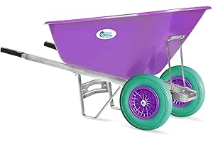 WILCOX EQUIMED Equimed Garden Wheelbarrow - Extra Large Trolley with 200L Plastic Bucket, Puncture-Proof PU Wheels, Galvanised Frame (Purple/Turquoise)