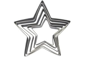 Zenker 44813 Set de 5 emporte-pièces de Noël en forme d'étoile, 5 emporte-pièces de Noël, emporte-pièce étoile, emporte-pièce, Acier inoxydable, Argent, 6 à 12 cm