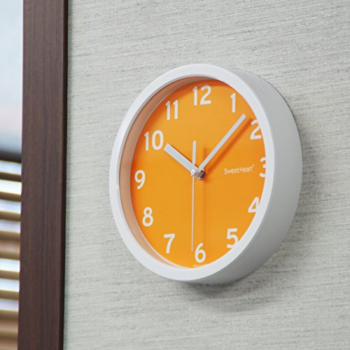 Decowall DSH-S22OR Nicht Tickende Stille Wanduhr Modern für Wohnzimmer Küche Büro (Orange, 22.5cm) - 6