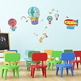 Decowall DA-1610B Tiere in Heißluftballons Wandsticker Wandaufkleber Wandtattoo Kinderzimmer - 3
