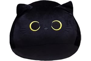 SURAKEY Czarny kot pluszowe zwierzątko, słodki pluszowy kot, zabawka Kawaii, czarny, gruby kot, przytulanka, wypchana poduszka, zabawka, miękki kot, pluszowa lalka, prezent dla dzieci, dziewczynek, 55 cm