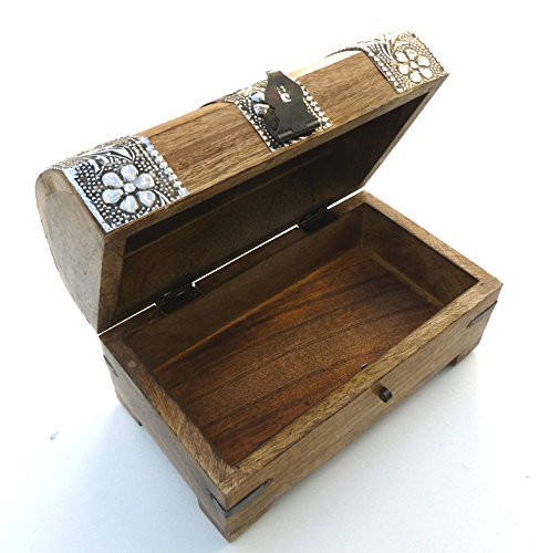 22S Truhe mit Schloss Holztruhe Schatzkiste Holzbox Geschenk Aufbewahrung verschließbar abschließbar mit Deckel - 2