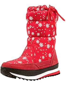 Shenji Damen Schneestiefel Kniestiefel mit rutschfester Sohle Halbschaft stoff Winter Schuhe H20612