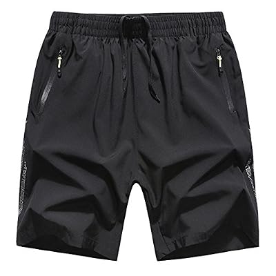 Cihui Shorts Bermuda Pour Homme Pantacourt Sport Jogging Poche Zippée Casual Fitness Pantalons Noir L