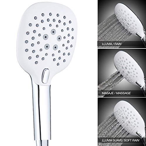 Ekoly - Alcachofa A3 Ducha de mano universal, cabezal con botón 3 modos de chorro y boquillas antical