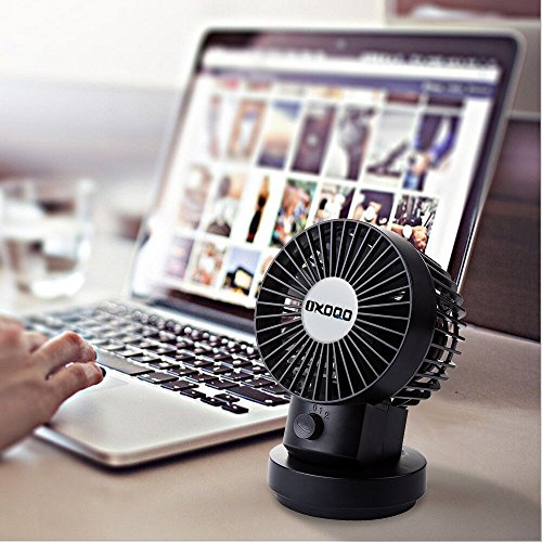 OXoqo Mini Tragbar USB Lüfter, OXOQO Personal Desk Desktop Tischfächer 2 Speed Modes Dual Blades Oszillierende Verstellbare Lüfter für Home Room Office Tisch - 7