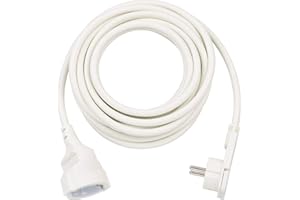 Brennenstuhl Cable alargador de 5 m con Enchufe Plano (alargador eléctrico, Enchufe Plano, para Interiores) Blanco
