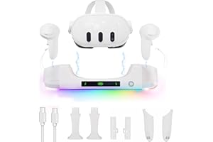 DOYFAY Charging Dock for MetaQuest 3S/Quest 3 Headset and Controller, Wall-mountable Charging Station Display Stand for Quest 3S Accessories