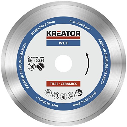 KRT081103 Premium Diamant Trennscheibe Ø180mm Nasschnitt für Fliesen Keramik Porzellan Bohrung 30mm + 2 Reduzierringe