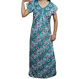 Indiatrendzs Women's Printed Nighty Hosiery Sleepwear Green Maxi Night Gown Chest : 44