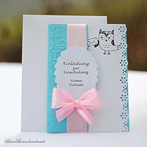 10 Einladungskarten Einladung zur Einschulung Schule Schulanfang Handarbeit binnbonn