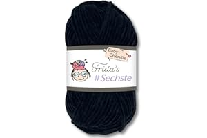 Frida's Wollhaus Frida's 742 - Ovillo de lana de chenilla para bebé (50 g, aterciopelada, suave, 30 colores, 742), color negro