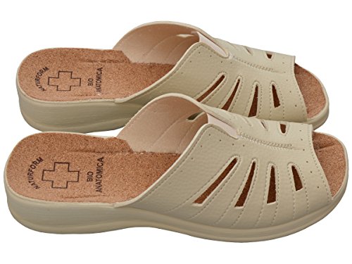 Damen Pantolette Sandalen Komfort Kork Hausschuhe Arbeit Modell 050 - 5