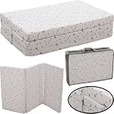 Reisebettmatratze 120x60cm +Tragetasche (100% BAUMWOLLE) für Baby Reisebett / Kinder Bett (Weiß mit hellgrauen Sternen)