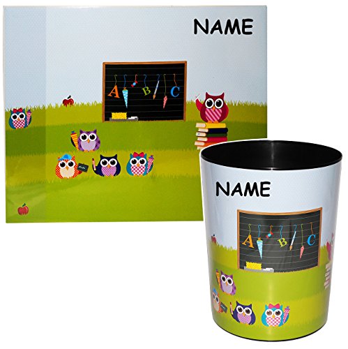 Set _ Papierkorb & Schreibtischunterlage – “ Ihr Wunschmotiv “ – Tischunterlage / Knetunterlage / Bastelunterlage – Schreibtischset – aus Kunststoff – Mülleimer / Eimer – Aufbewahrungsbox für Kinder / Behälter – Erwachsene – Mädchen & Jungen – Abfalleimer – Tiere – Mangusten – Fußball / Weltraum / Blumen / Tier / Tiermotiv / Abfallbehälter Kinderzimmer – lustig Comic / Unterlage – Kinderschreibtisch - 8