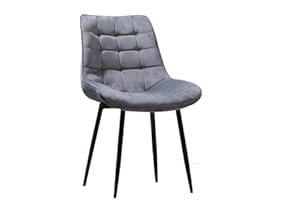 DS furniture Luxury Dining Chair Kitchen Chair Velvet Padded Seat Chair Arms Counter Lounge (1, Grey)