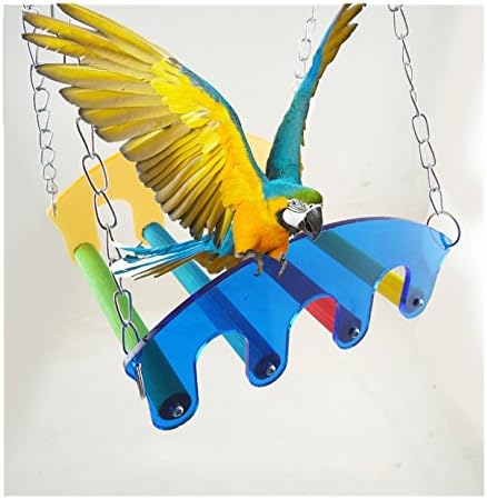 Acrylic Bird Toy Parrot Swing Parakeet Hammock Budgie Cockatiel Cage Swing Wooden Rat Mouse Hamster Hanging Hammock Toys Hanging Toy