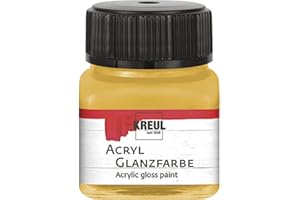 Kreul 79215 - Peinture acrylique brillante, 20 ml verre en or, peinture acrylique brillante et lisse pour peindre et bricoler, à base d'eau, résistante à la salive, séchage rapide et opaque