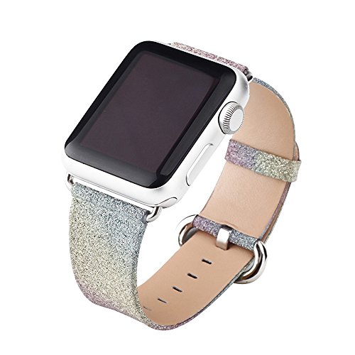 Cuitan Armband fr 42mm Apple Watch, Luxus Regenbogen Bling Glitzer PU Leder Uhrenarmband mit Edelstahl Adapter Shiny Glitter Replacement Uhrband Watchband Wristband Watch Band Strap fr 42mm Apple Watch/Sport/Edition - Regenbogen Muster Cuitan Armband fr 42mm Apple Watch, Luxus Regenbogen Bling Glitzer PU Leder Uhrenarmband mit Edelstahl Adapter Shiny Glitter Replacement Uhrband Watchband Wristband Watch Band Strap fr 42mm Apple Watch/Sport/Edition - Regenbogen Muster