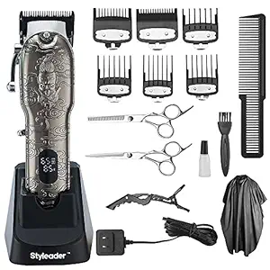 Styleader Hair Clipper for Men, Professional Cordless Haircut Grooming Kit, Adjustable Brend Trimmer, Rechargeble Led Display, for Barber, Home, Black
