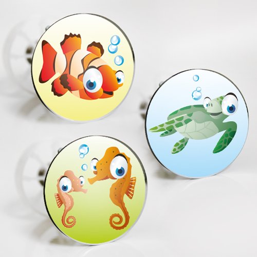 StöpselSpaß Aufkleber für Waschbeckenstöpsel - Motiv: Unterwasserwelt - 3 Stück im Set